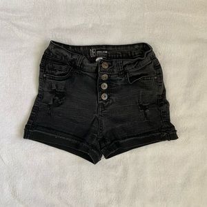 High Waist Black Denim Shorts